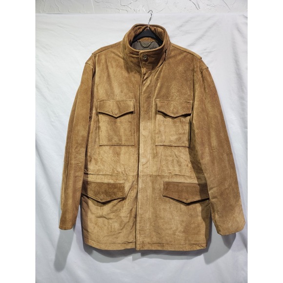 Mens J.Crew Heavyweight Suede Leather Blanket‎ Lined Y2K Field Barn Chore Jacket
